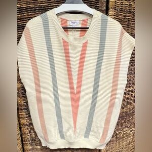 Anniewear- Cindy Chevron, Cream, Pink, and Gray Striped Sweater, NWT- XLarge